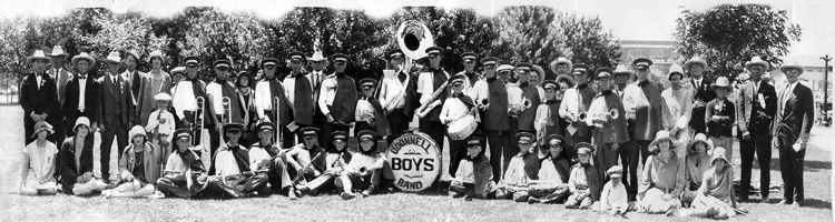 O'Donnell boys band at the W.T.C.C. Convention in Amarillo in 1926. Photo courtesy of the O'Donnell Museum.